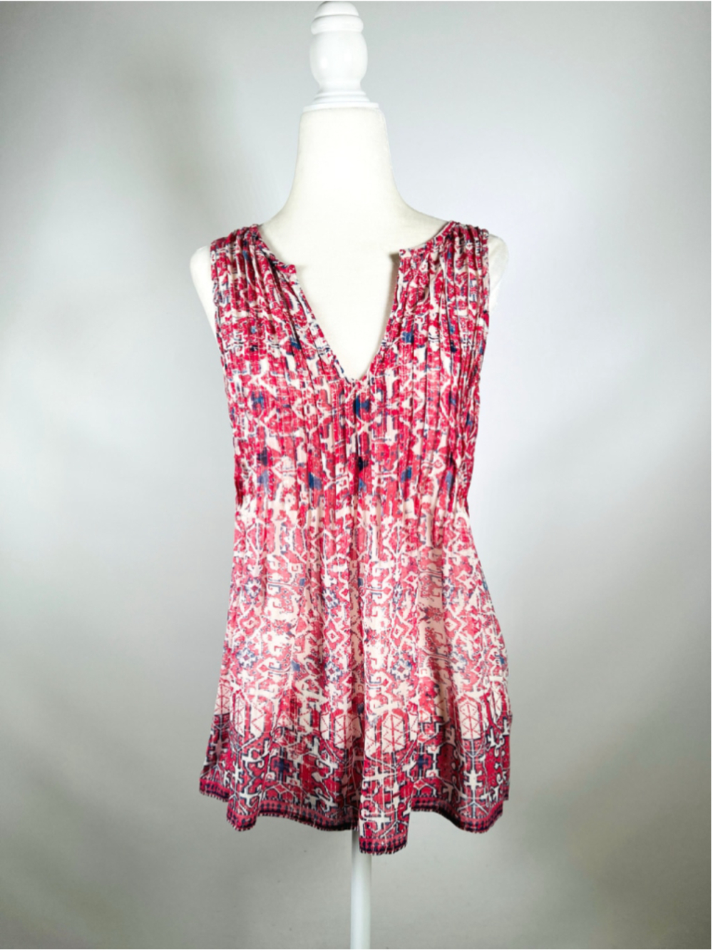 Joie Silk Sleeveless Blouse Red White Size S
